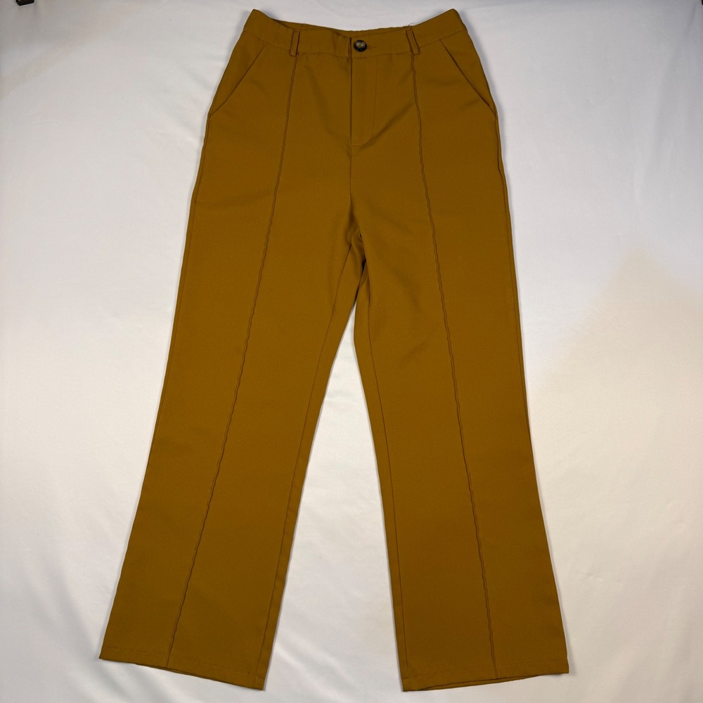 SHEIN Dress Pants Womens Size 6 Mustard Yellow High Rise Straight Leg